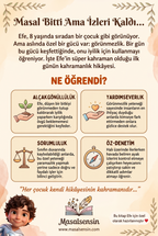 Efe isimli süper kahraman kitabının arka kapağı, empati ve yardımseverlik kazanımları vurgusu