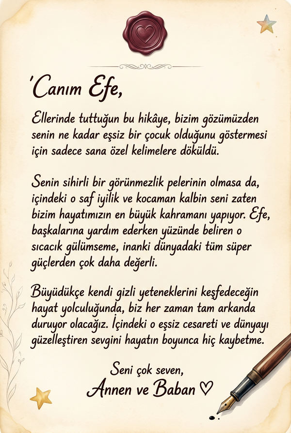 Hediye eden teyze ve büyükanne tarafından kitaba eklenmiş sevgi dolu özel ithaf notu sayfası