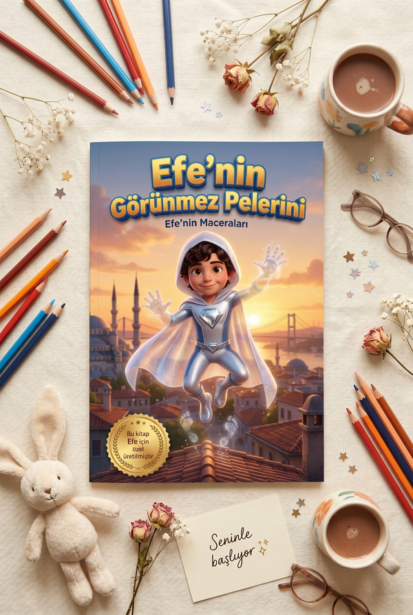 A4 yumuşak kapak formatında kişiselleştirilmiş çocuk kitabı sayfaları ve renkli Pixar kalitesinde çizimleri