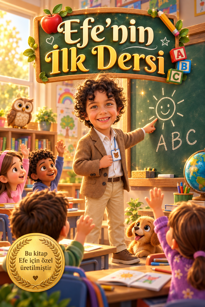 Efe'nin İlk Dersi - Öğretmen Olmak Kişiye Özel Çocuk Kitabı | MasalSensin