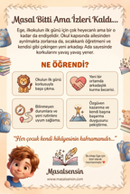 İsme özel okul hikayesi kitabının arka kapağı, Ege'nin arkadaşı Ada ile salıncakta sallandığı illüstrasyon ve hikaye özeti.
