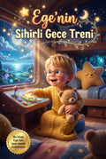 Ege'nin Sihirli Gece Treni kişiye özel çocuk kitabı ön kapağı, kırmızı trenli Pixar 3D illüstrasyon