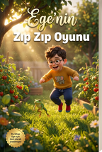 Ege'nin Zıp Zıp Oyunu kişiye özel çocuk kitabı ön kapağı, kurbağa ile zıplayan sevimli 3D illüstrasyon
