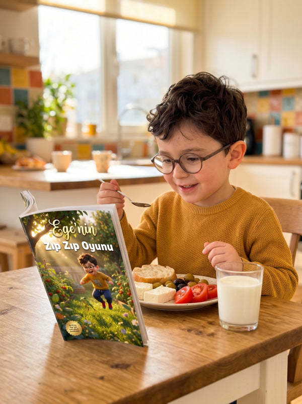 Ege uyumadan önce kendi fotoğrafının olduğu masalı ebeveyniyle okurken - huzurlu bedtime kitap saati