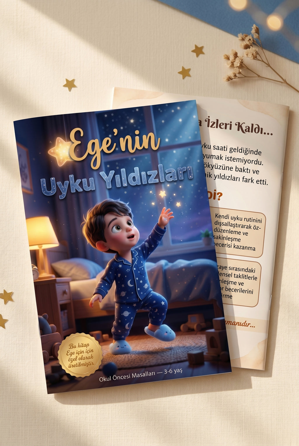 Ege'nin kişiye özel kitabı ön ve arka kapak birlikte yüksek kaliteli yumuşak kapak formatı