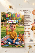 Emir'in Büyülü Köprüleri ön ve arka kapak birlikte — A4 boyutunda kalın kapaklı kişiselleştirilmiş çocuk kitabı