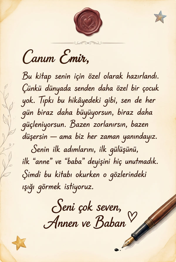Doğum günü hediyesi veya Yılbaşı sürprizi için kitaba eklenen kişiye özel ithaf ve sevgi notu sayfası