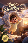 Emir'in Sihirli Rüyaları kişiye özel bebek masalları kitabı ön kapağı, Pixar kalitesinde 3D illüstrasyon.