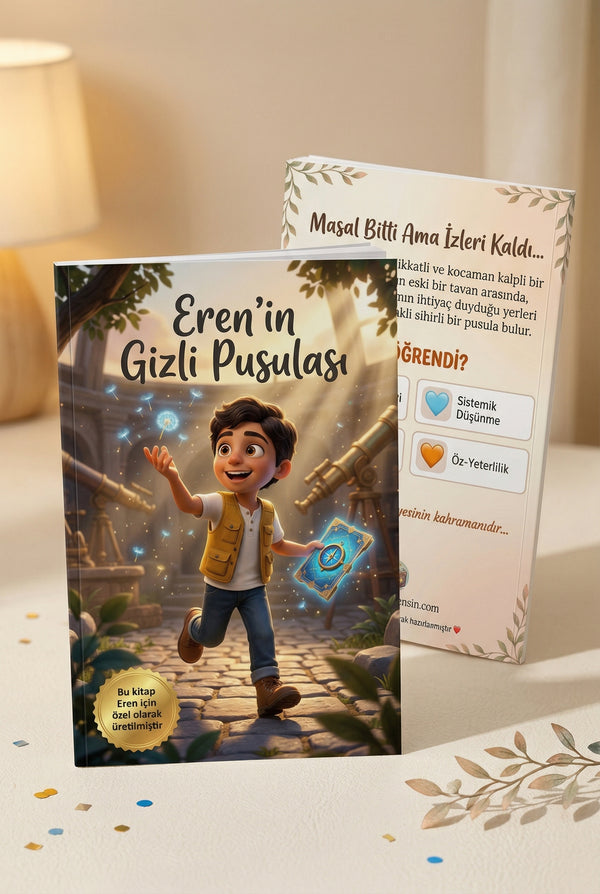 Eren'in Gizli Pusulası ön ve arka kapak bir arada - isimli hikaye kitabı