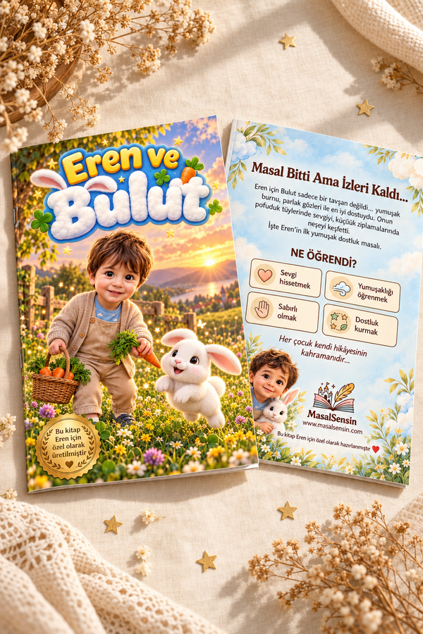 Eren ve Bulut ince yumuşak kapaklı kitabın ön ve arka kapağı