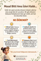 İsimli çocuk kitabı Eylül'ün Bulut Tohumları arka kapağı ve büyüleyici kristal bahçesi.
