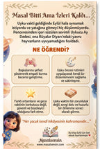 Eylül isimli uyku kitabının arka kapağı — çocuğa öz-düzenleme ve uyku rutini kazandıran pedagojik açıklamalar