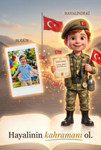 Mete'nin günlük fotoğrafından haki bereli cesur bir asker masal kahramanına sihirli ve kusursuz dönüşüm süreci