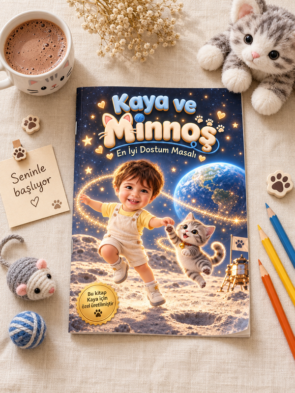 Kaya ve Minnoş kişiye özel kitap masa üstü görünüm