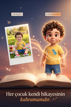 Kayra'nın fotoğrafının MasalSensin teknolojisiyle Pixar kalitesinde 3D masal kahramanına dönüşüm sürecini gösteren görsel