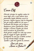 Kitabın ilk sayfasında yer alan hediye edenden çocuğa yazılmış sevgi dolu özel ithaf notu