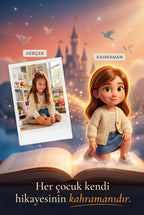 Gerçek fotoğraftan Pixar kalitesinde 3D çocuk kitabı masal karakterine dönüşüm süreci örneği
