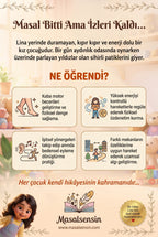 Lina isimli kitabın arka kapağı — duygusal düzenleme ve fiziksel gelişim kazanımları