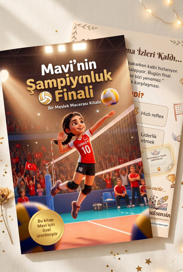 MasalSensin uzmanlığıyla üretilmiş kişiye özel çocuk kitabı A4 ön ve arka kapağının yüksek kaliteli yan yana görünümü.