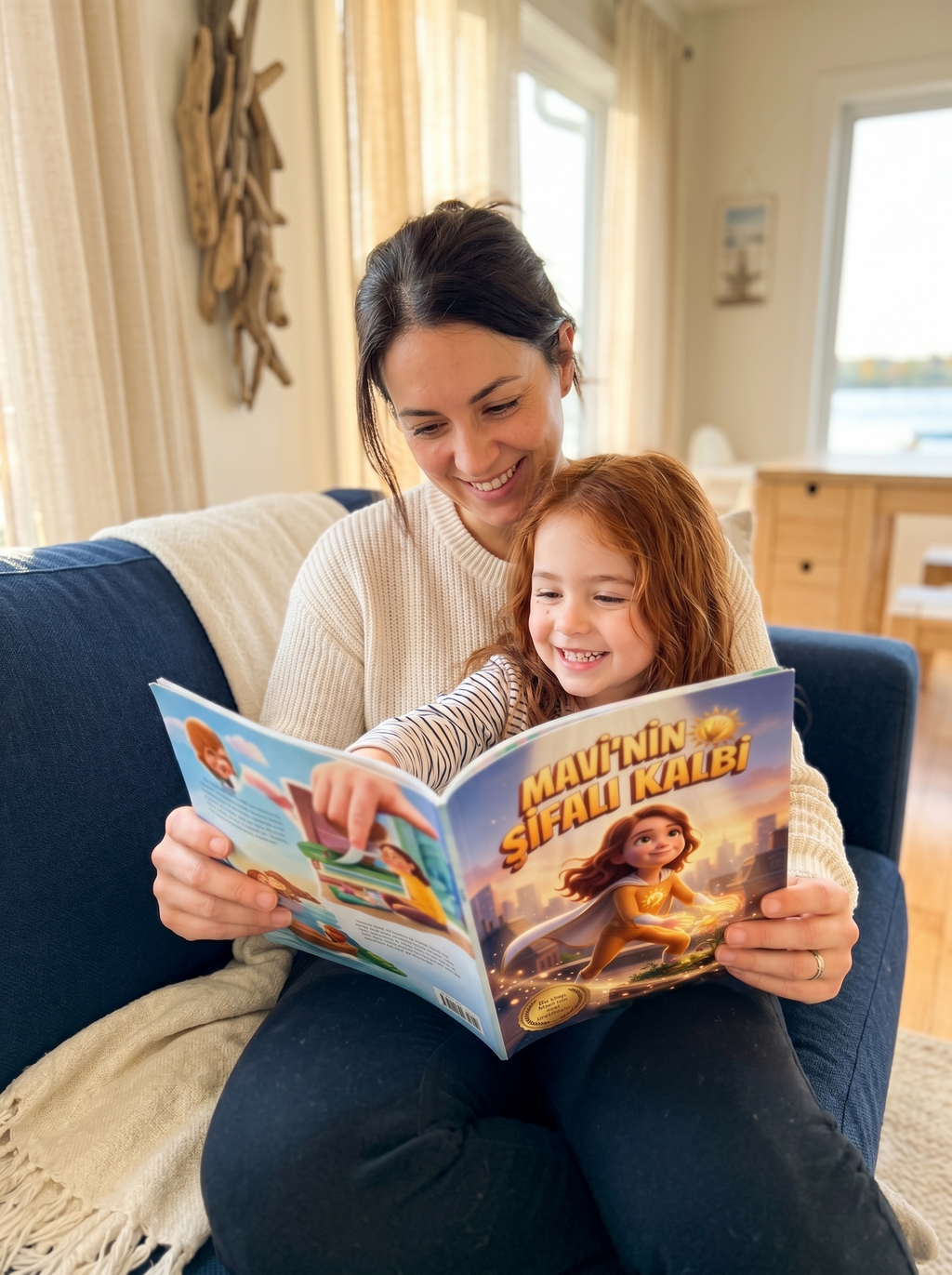 Çocuğun kendi isminin yazılı olduğu masalı uyumadan önce ebeveyniyle okuduğu sıcak uyku öncesi anı