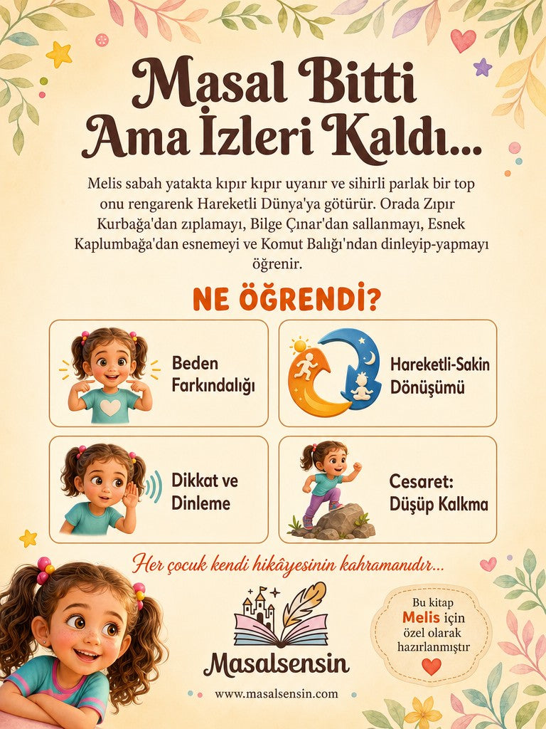 Melis'in Hareketli Dünyası - Hareket Gelişimi Kişiye Özel Çocuk Kitabı | MasalSensin