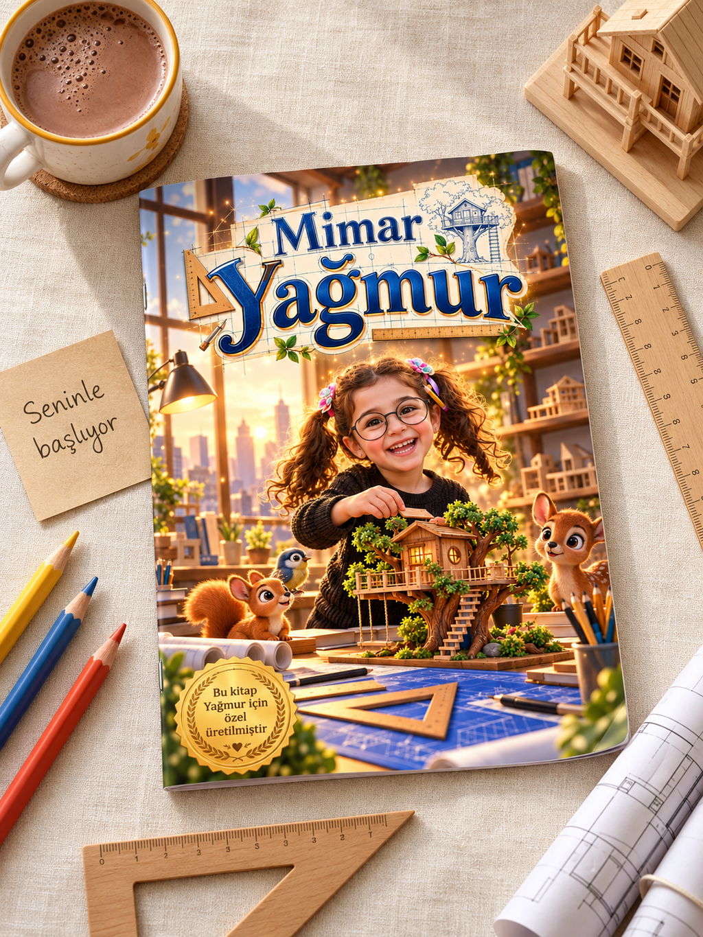 Mimar Yağmur kişiye özel kitap masa üstü görünüm
