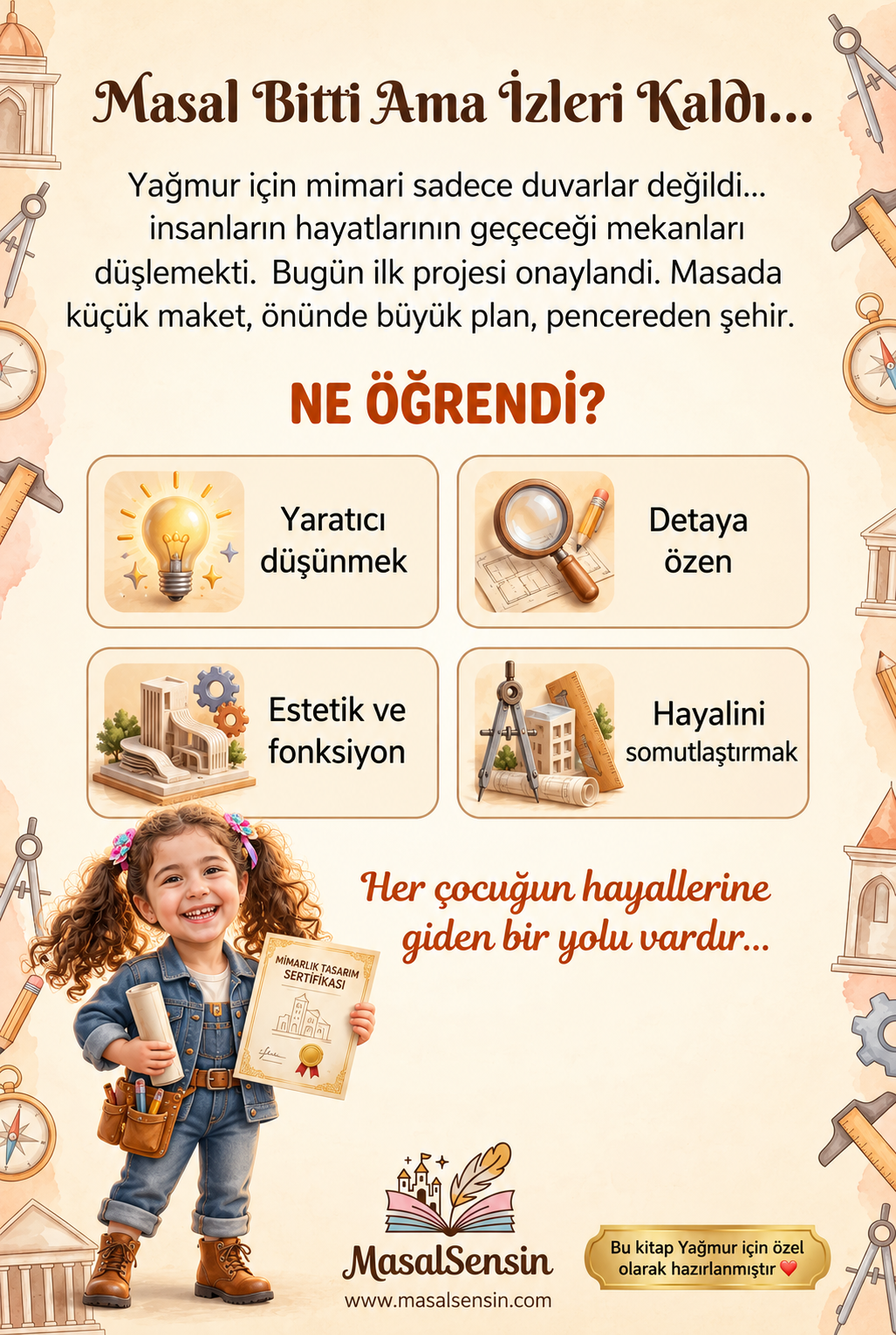 Mimar Yağmur arka kapak: Masal Bitti Ama İzleri Kaldı