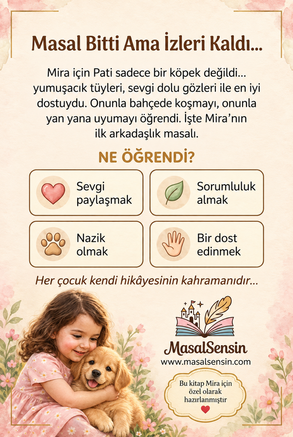 Mira ve Pati arka kapak: Masal Bitti Ama İzleri Kaldı