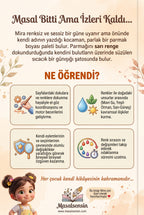 Mira isimli renkler konulu bebek kitabının arka kapağı — özgüven ve duyusal gelişim kazanımları