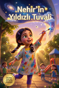 Nehir'in Yıldızlı Tuvali kişiye özel çocuk kitabı ön kapağı, sihirli uzay konseptli Pixar 3D çizim