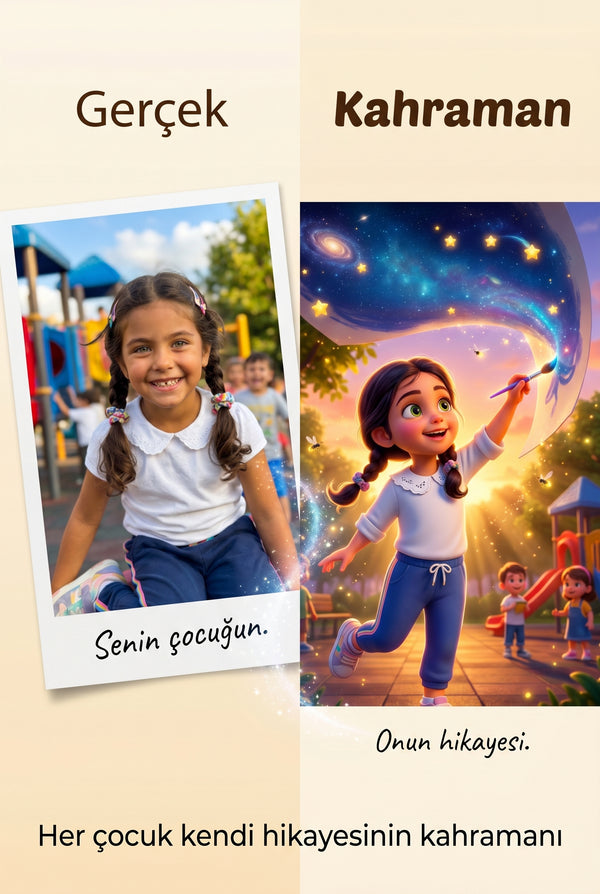 Gerçek çocuğun ateş böceği ile uzayı boyayan ve korkularını yenen masal kahramanına dönüştüğü an