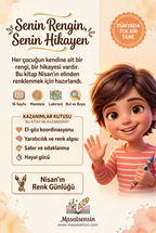 Nisan isimli boyama kitabının arka kapağı - odaklanma ve yaratıcılık kazanımları listesi