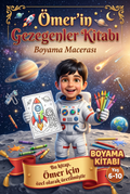 Ömer'in Gezegenler Kitabı'nın kişiye özel ön kapağı, renkli gezegenler ve roket illüstrasyonuyla.