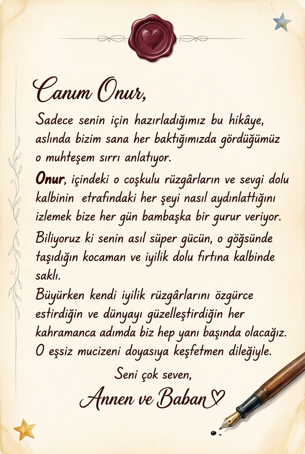 MasalSensin hediye notu sayfası — unutulmaz bir doğum günü hediyesi için sevgi dolu özel mesaj alanı