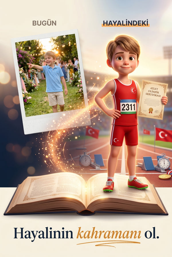 Onur'un yüklenen fotoğrafından ay yıldızlı kırmızı formalı 3D olimpiyat şampiyonu kahramanına dönüşümü.