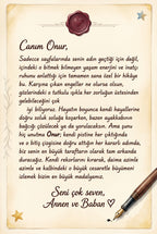 Onur'a özel yazılmış kişiselleştirilmiş sevgi notu sayfası — doğum günü hediyesi için anlamlı mesaj alanı.