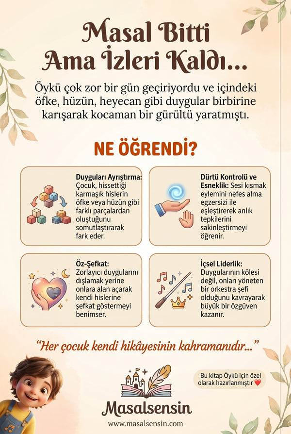 Öykü isimli kitabın arka kapağı — duygusal düzenleme ve içsel problem çözme kazanımlarını özetleyen arka kapak yazısı