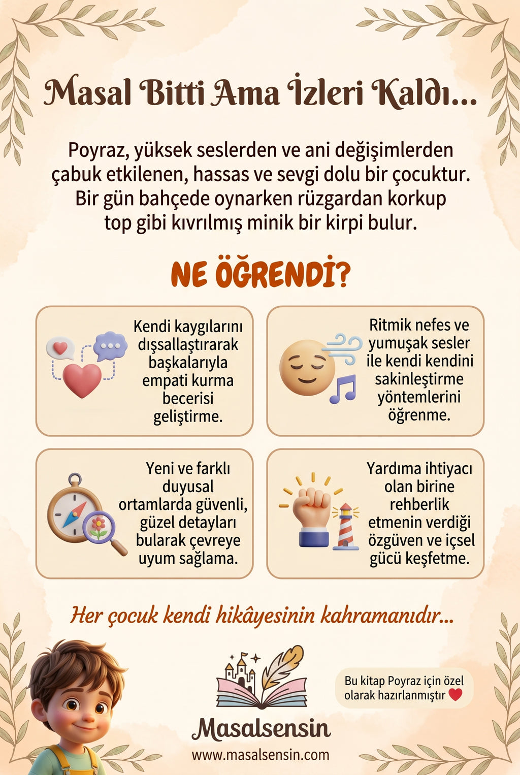 Poyraz isimli kitabın arka kapağı, duygusal farkındalık ve empati özeti
