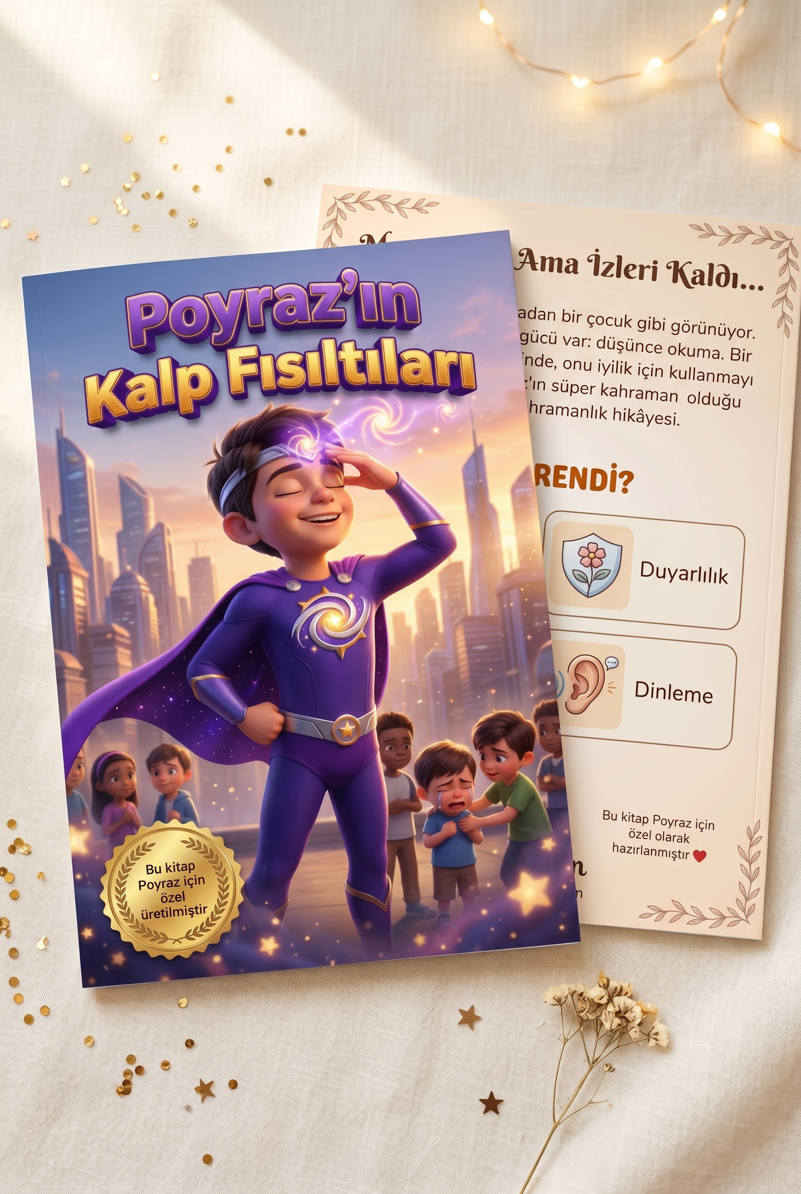 Poyraz'ın süper kahraman kitabı ön ve arka kapak tasarımı birlikte - yüksek kaliteli baskı görünümü