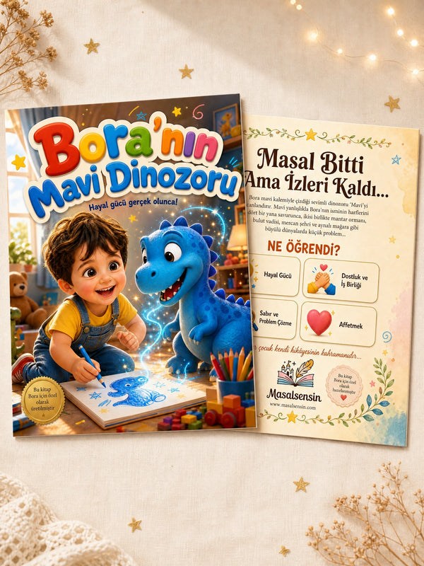 Bora'nın Mavi Dinozoru - Dinozor Sevgisi Kişiye Özel Çocuk Kitabı | MasalSensin