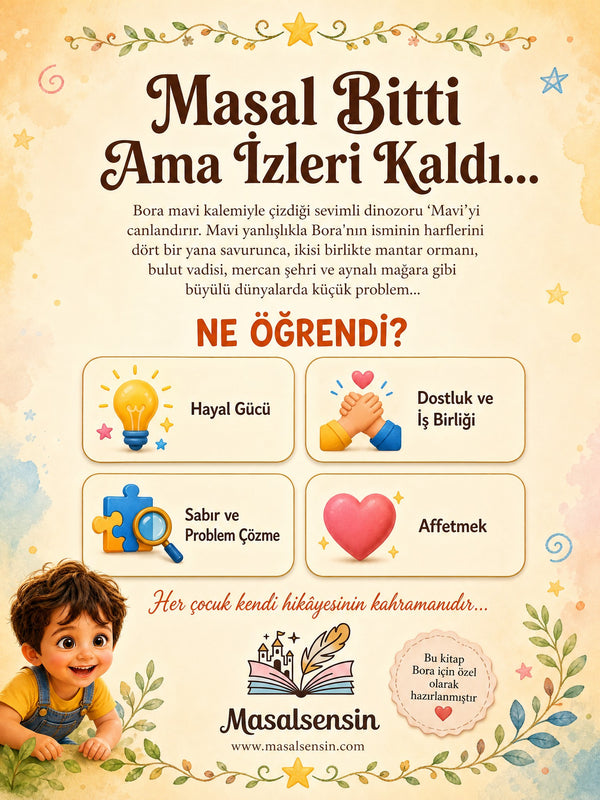 Bora'nın Mavi Dinozoru - Dinozor Sevgisi Kişiye Özel Çocuk Kitabı | MasalSensin