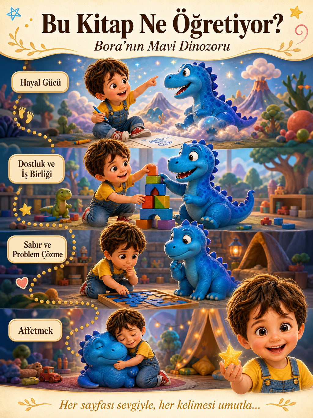 Bora'nın Mavi Dinozoru - Dinozor Sevgisi Kişiye Özel Çocuk Kitabı | MasalSensin