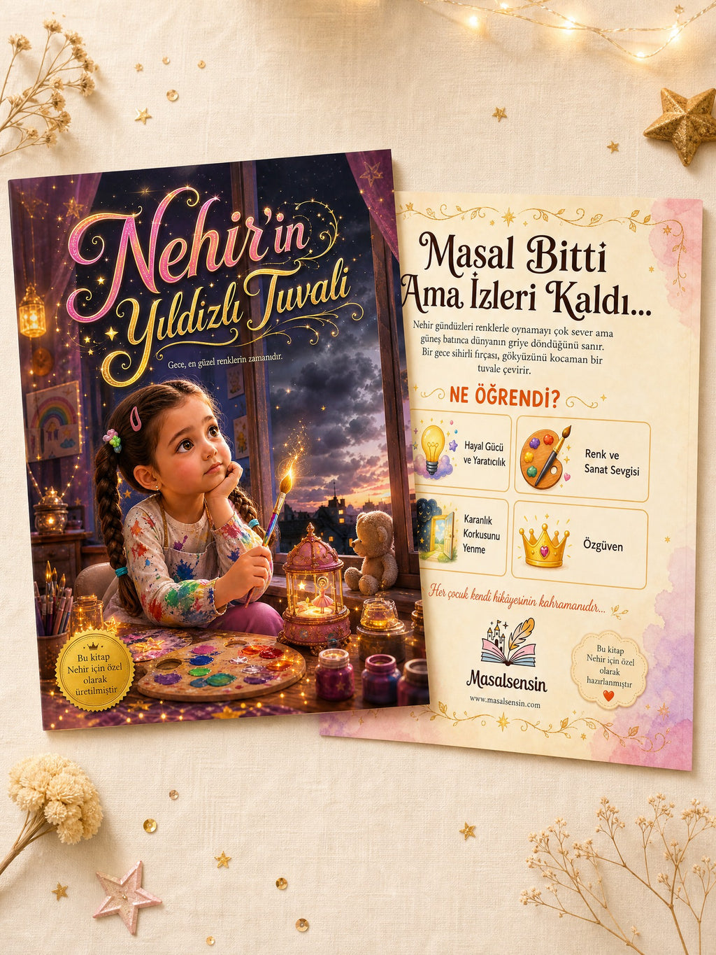 Nehir'in Yıldızlı Tuvali - Karanlık Korkusu Kişiye Özel Çocuk Kitabı | MasalSensin