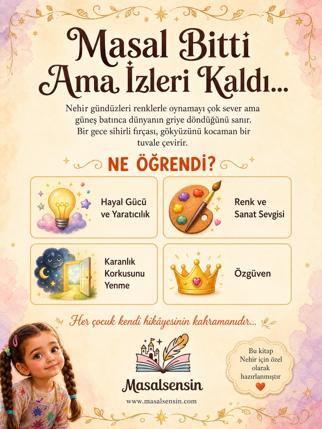Nehir'in Yıldızlı Tuvali - Karanlık Korkusu Kişiye Özel Çocuk Kitabı | MasalSensin
