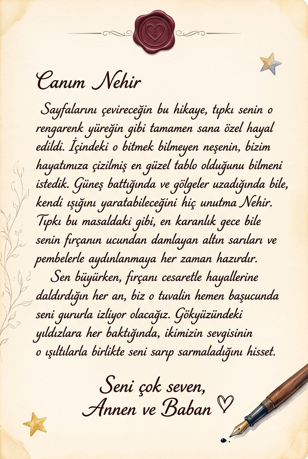 Nehir'in Yıldızlı Tuvali - Karanlık Korkusu Kişiye Özel Çocuk Kitabı | MasalSensin
