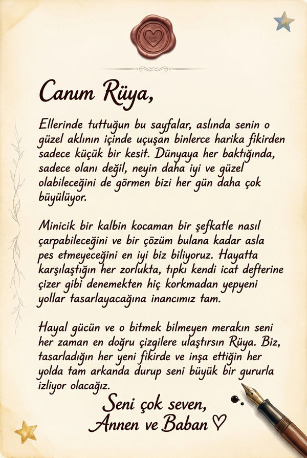 Kitabın başındaki kişiye özel sevgi dolu ithaf sayfası — teyze ve büyükanne hediyesi özel mesaj bölümü.