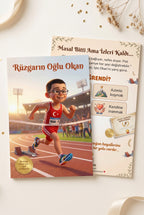 Rüzgarın Oğlu Okan kişiye özel hikaye kitabı ön ve arka kapak birlikte — A4 yumuşak kapak kalitesi