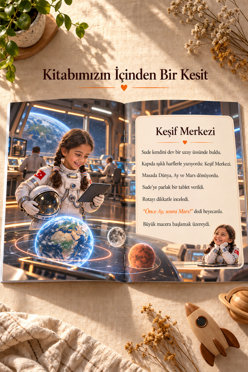 Astronot Sude kitabının içinden bir kesit: iç sayfa örneği
