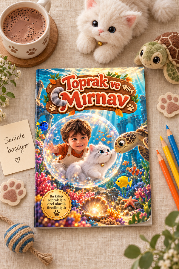 Toprak ve Mırnav kişiye özel kitap masa üstü görünüm