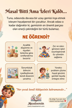 Tuna isimli hikaye kitabının arka kapağı - çocuklarda düzen alışkanlığı ve problem çözme becerisi kazandıran masal özeti.